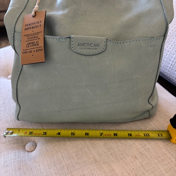 NWT American Leather Co.  genuine leather hobo bag in a light blue/mint color, - Picture 9 of 16